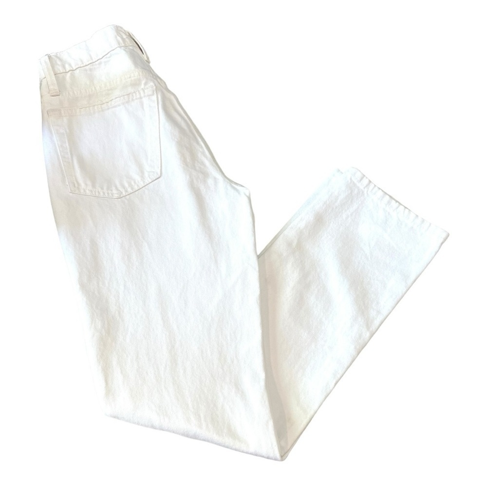 Re-Done White Pipe High Waist Distressed Straight Leg Denim Jeans Womens 26 - Picture 11 of 14